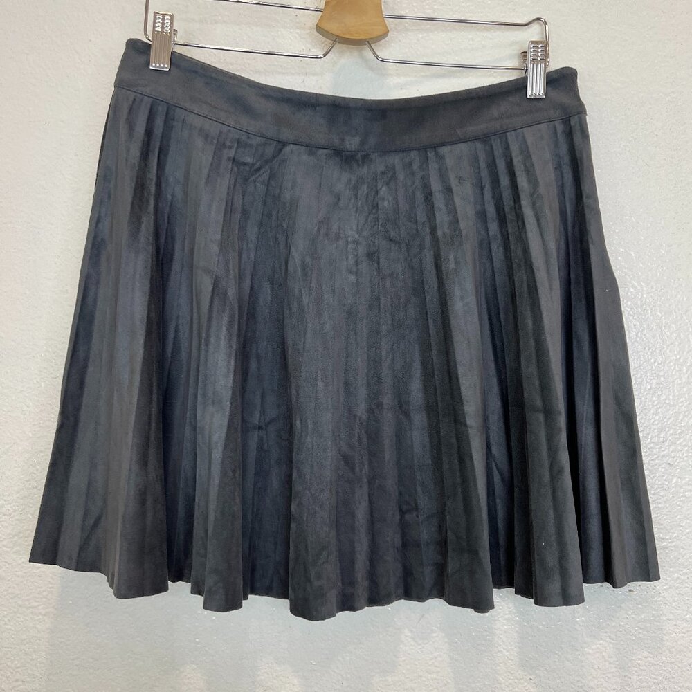 Vineyard Vines Women's A Line Skirt Gray Stretch Pleated‎ Faux Suede Retro Sz 10